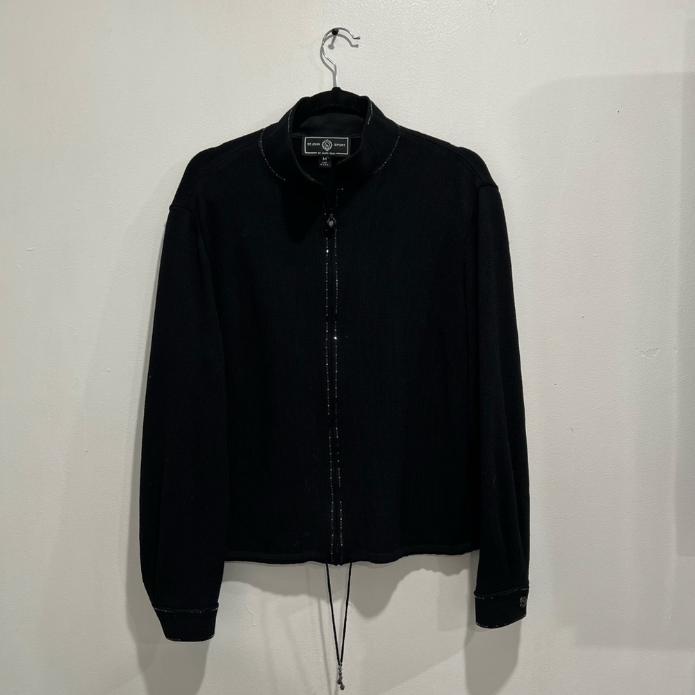 St. John Black Zip Up Jacket